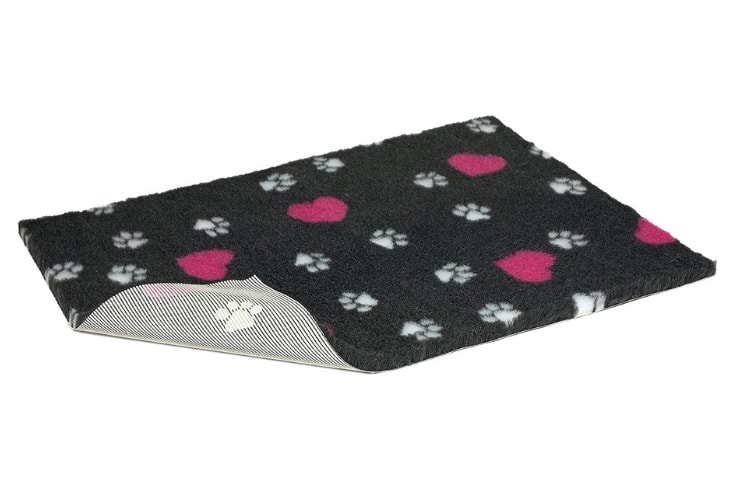 Vetbed Non-Slip Bed with White Paws and Cerise Hearts